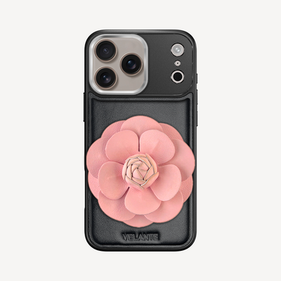 iPhone 17 Pro Max Phone Case, Calf Leather, Camellia