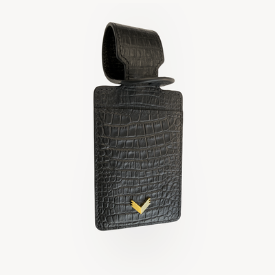 Luggage Tag, Calf Leather, Alligator Texture