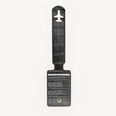 Luggage Tag, Calf Leather, Crocodile Texture