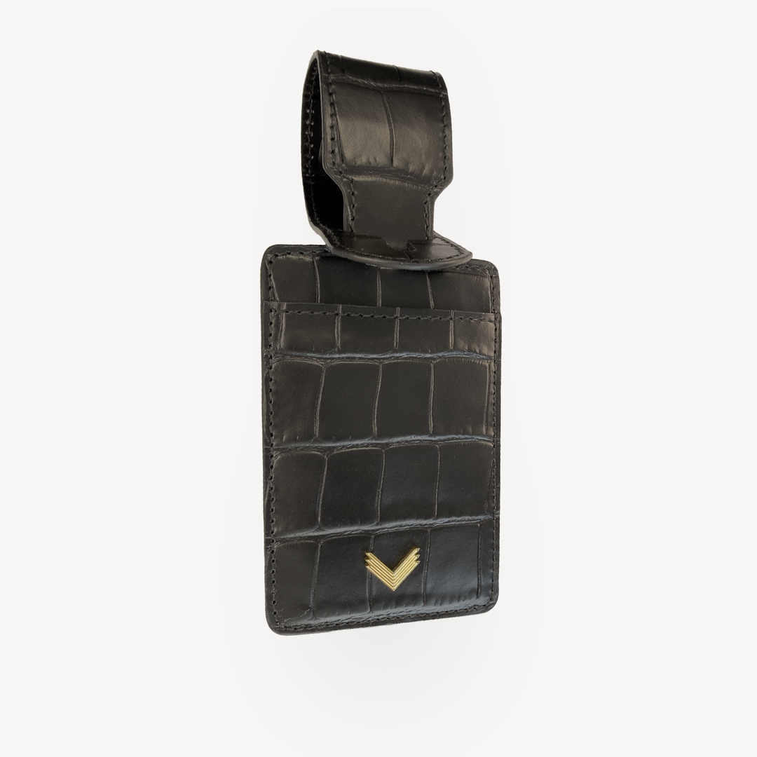Luggage Tag, Calf Leather, Crocodile Texture