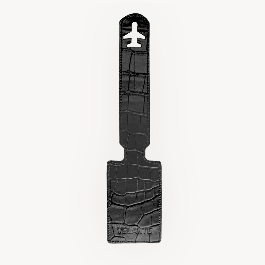 Luggage Tag, Calf Leather, Crocodile Texture