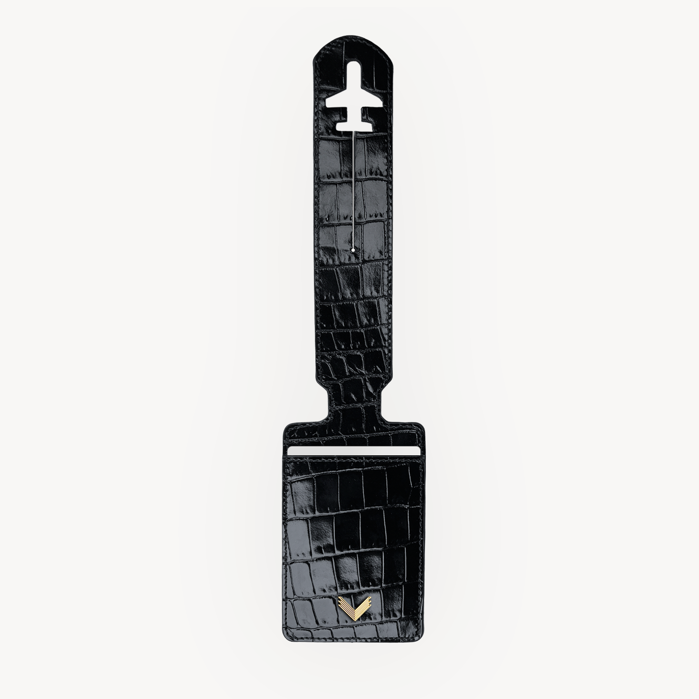 Luggage Tag, Calf Leather, Crocodile Texture