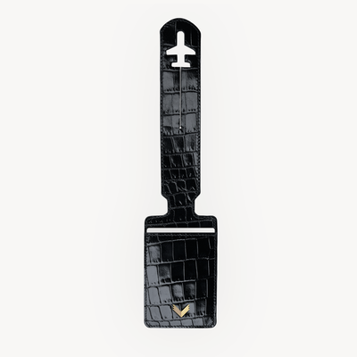 Luggage Tag, Calf Leather, Crocodile Texture