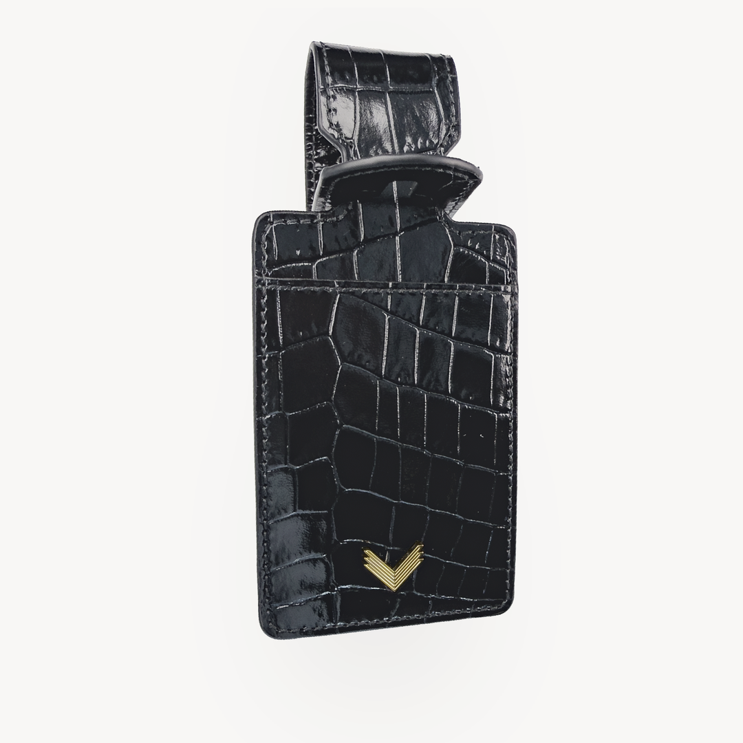 Luggage Tag, Calf Leather, Crocodile Texture