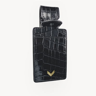 Luggage Tag, Calf Leather, Crocodile Texture