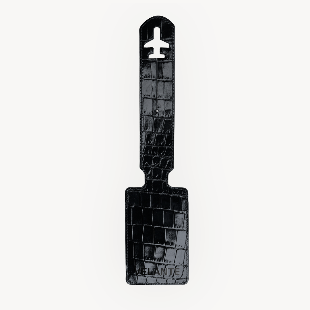 Luggage Tag, Calf Leather, Crocodile Texture