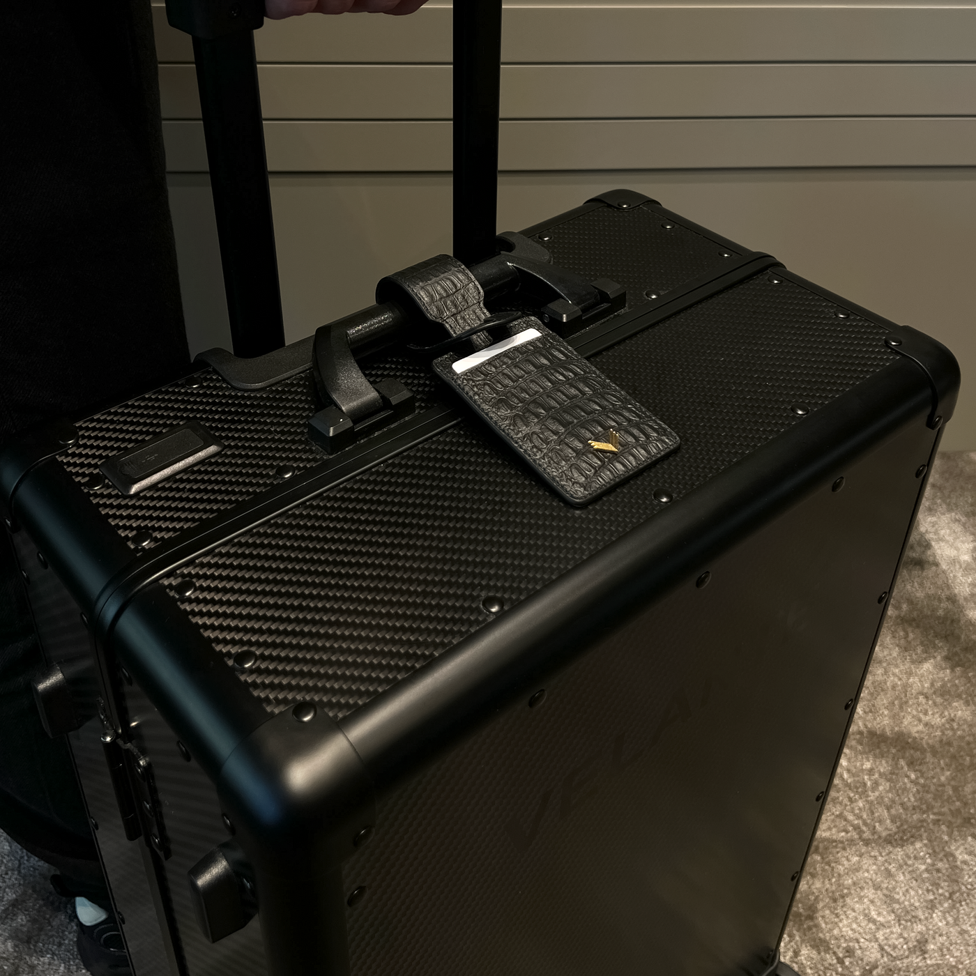 Luggage Tag, Calf Leather, Alligator Texture