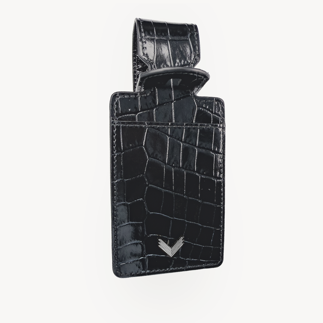 Luggage Tag, Calf Leather, Crocodile Texture