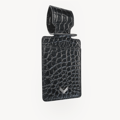 Luggage Tag, Calf Leather, Crocodile Texture