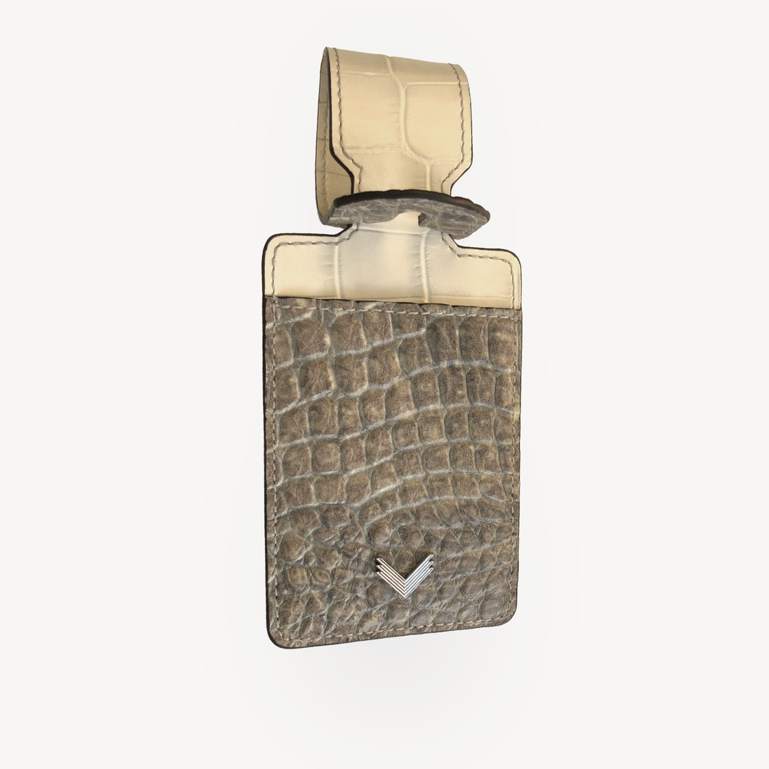Luggage Tag, Calf Leather, Crocodile Texture