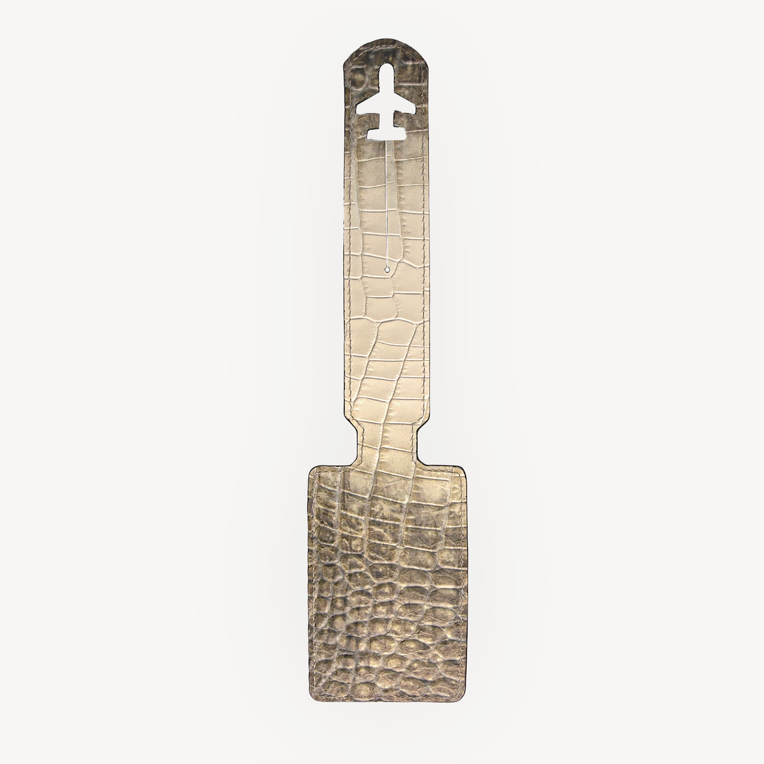 Luggage Tag, Calf Leather, Crocodile Texture