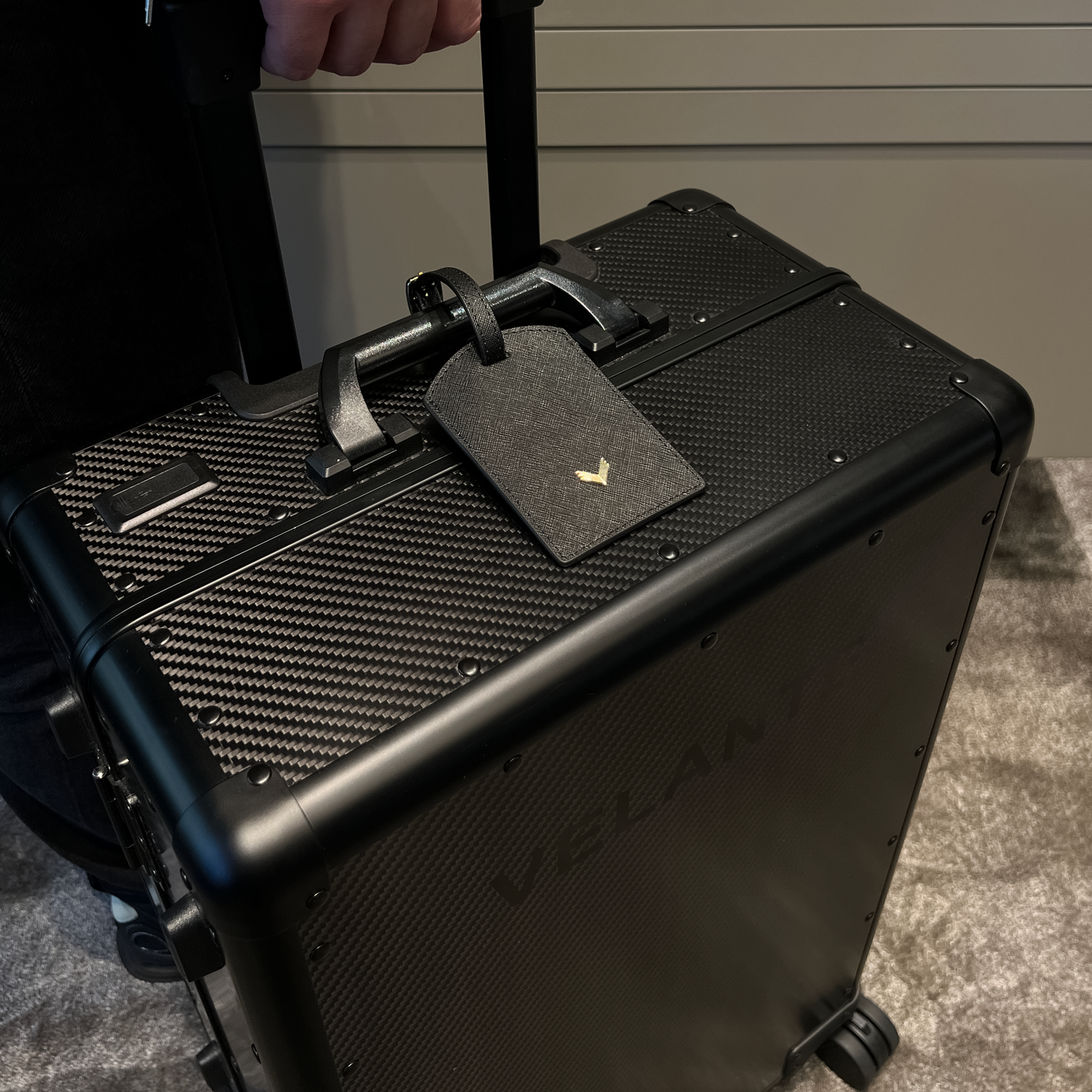 Luggage Tag, Calf Leather, Saffiano Texture