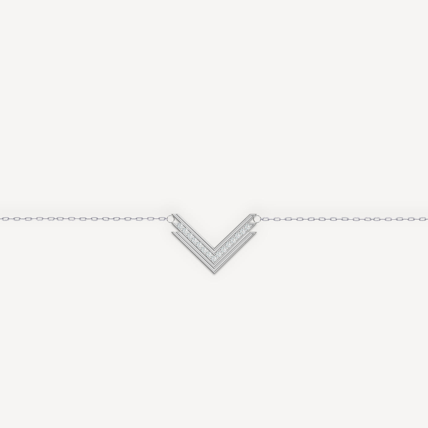 VLogo Choker, 14K White Gold, 15 Diamonds