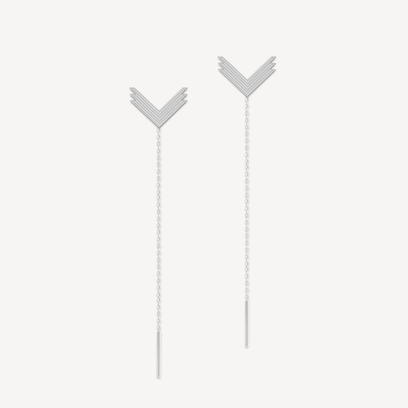 VLogo Earrings, 14K White Gold