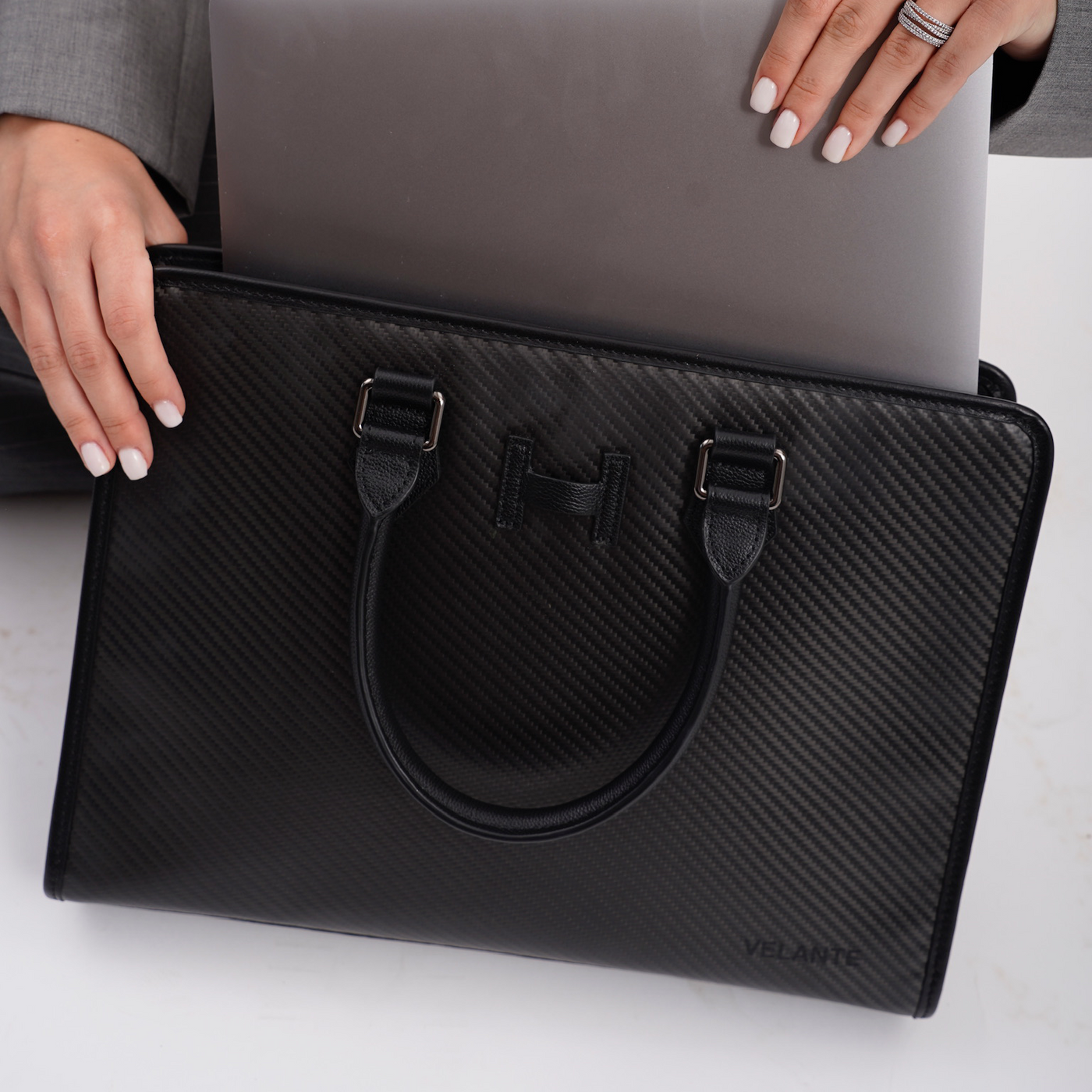Laptop Cover, Carbon Fibre, Calf Leather