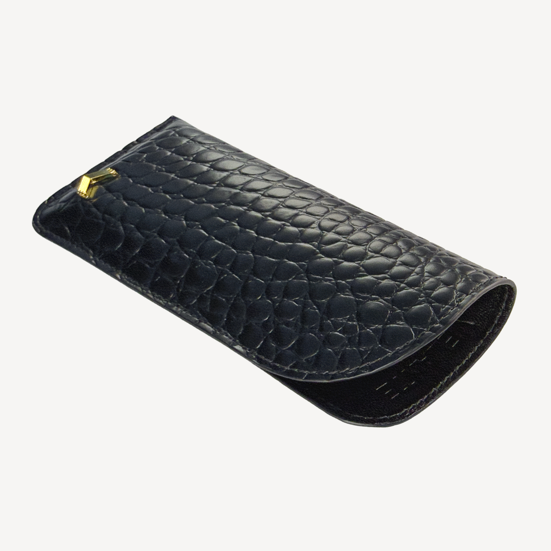 Glasses Case, Calf Leather, Crocodile Texture
