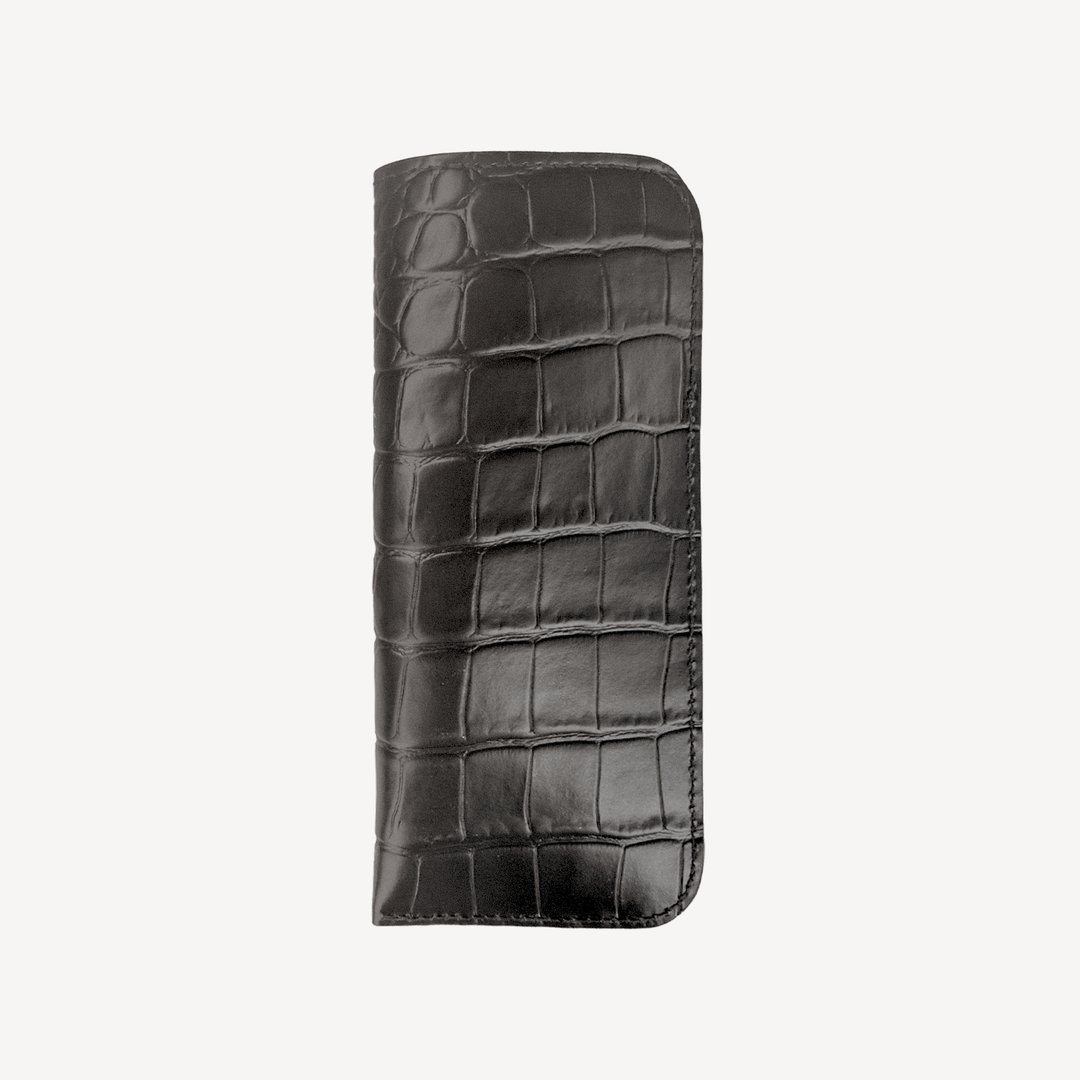 Glasses Case, Calf Leather, Crocodile Texture