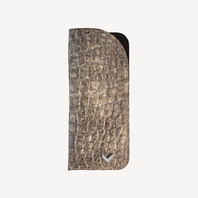 Glasses Case, Calf Leather, Crocodile Texture