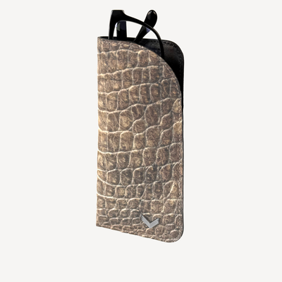 Glasses Case, Calf Leather, Crocodile Texture