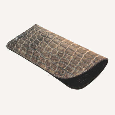 Glasses Case, Calf Leather, Crocodile Texture
