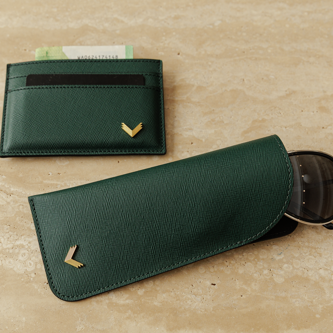 Glasses Case, Calf Leather, Saffiano Texture