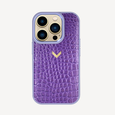 iPhone 13 Pro Phone Case, Calf Leather, Crocodile Texture