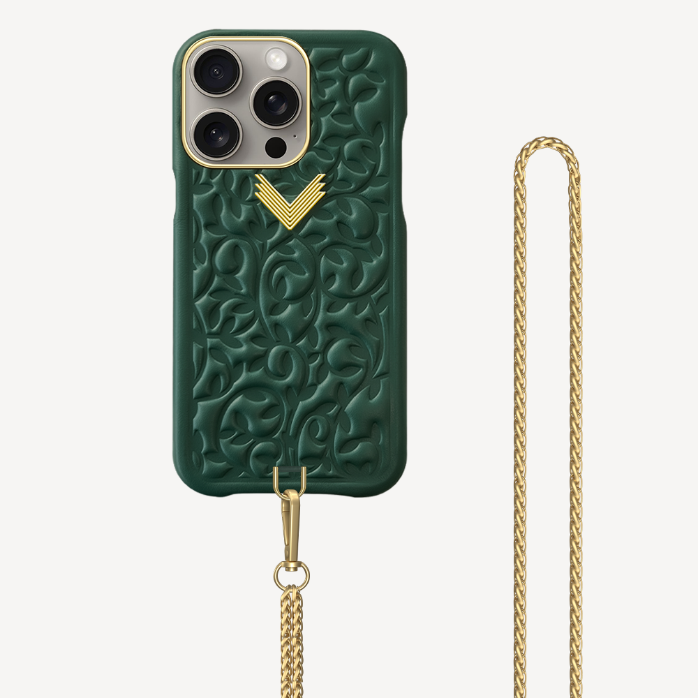 iPhone 15 Pro Phone Case, Calf Leather, Cultured Pearls, Purity Edition