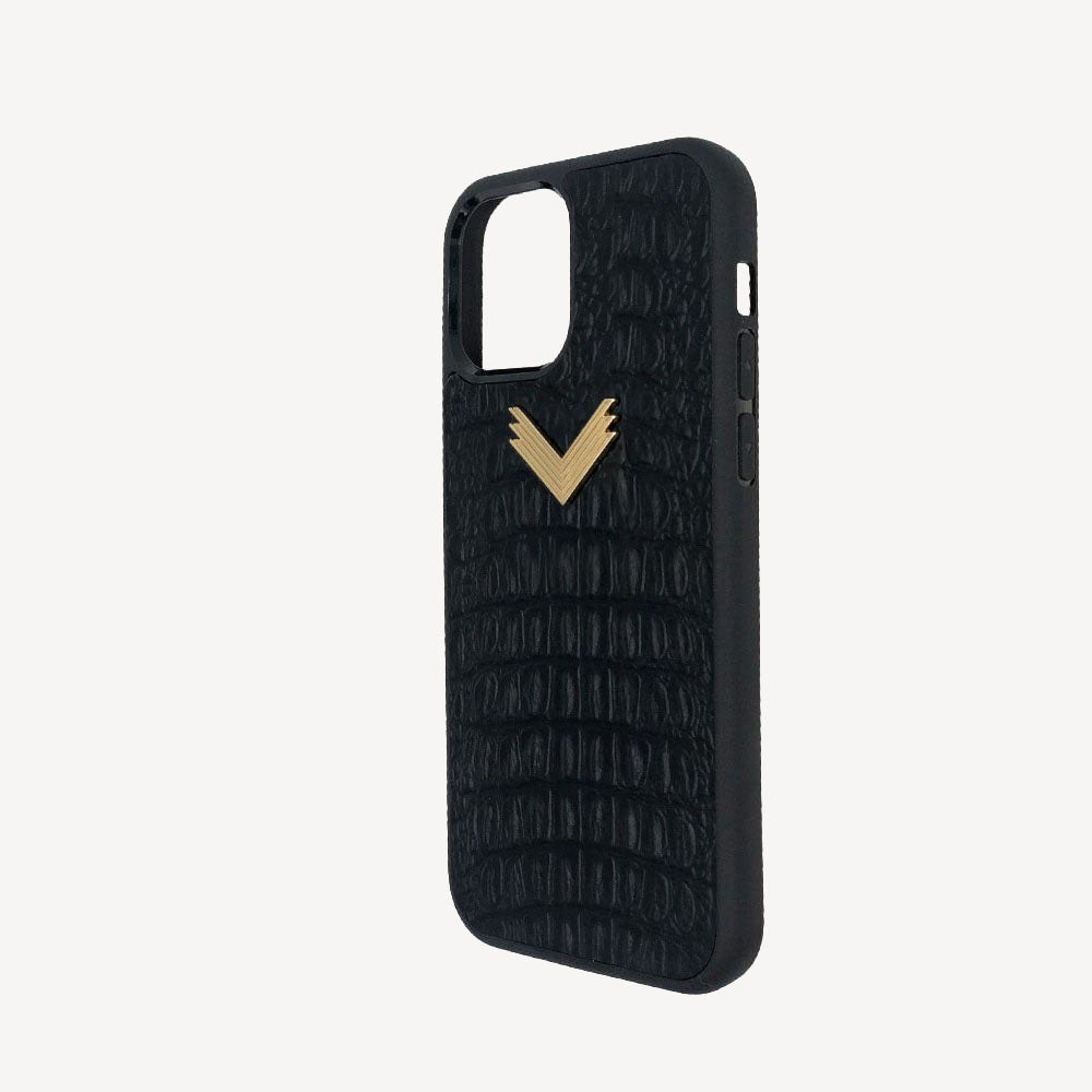 iPhone 13 Phone Case, Calf Leather, Alligator Texture