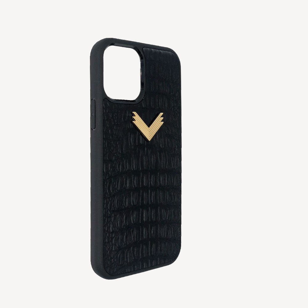 iPhone 13 Phone Case, Calf Leather, Alligator Texture