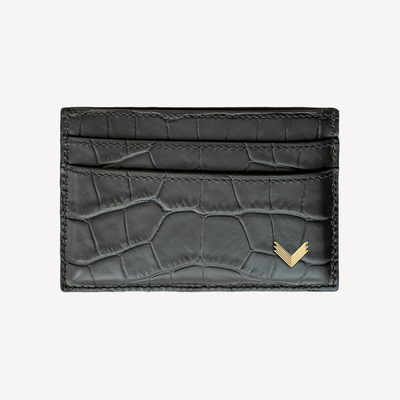 Card Holder, Calf Leather, Crocodile Texture