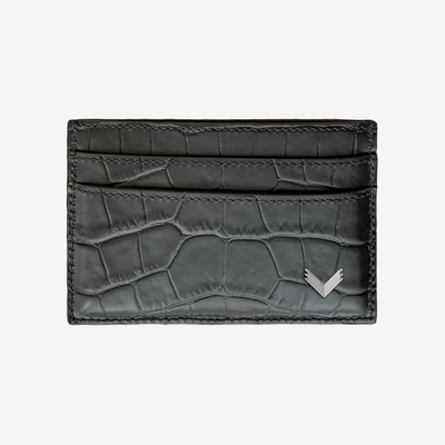 Card Holder, Calf Leather, Crocodile Texture