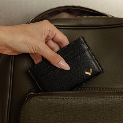 Card Holder, Calf Leather, Dune Texture