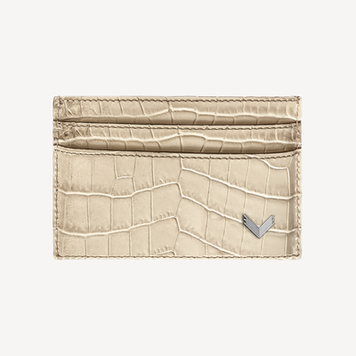 Card Holder, Calf Leather, Crocodile Texture