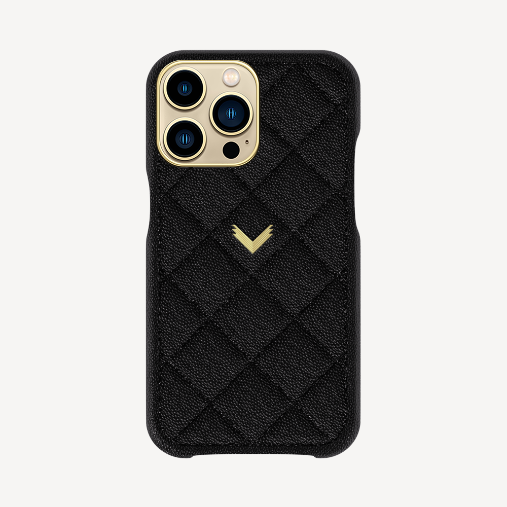 iPhone 14 Pro Max Case, Calf Leather, Caviar Texture