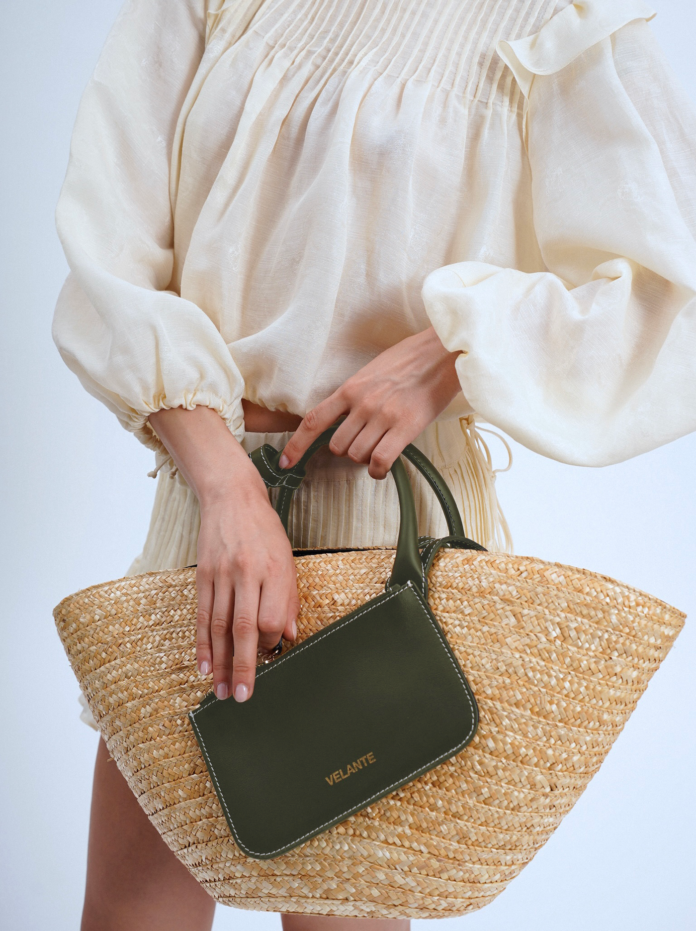Panier Bag, Natural Straw And Calf Leather