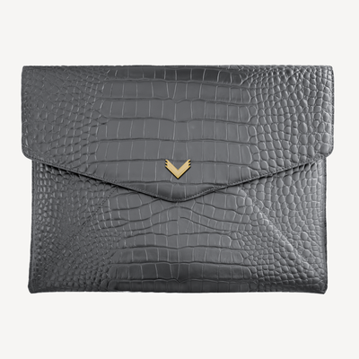 Macbook Laptop Cover, Calf Leather, Crocodile Texture