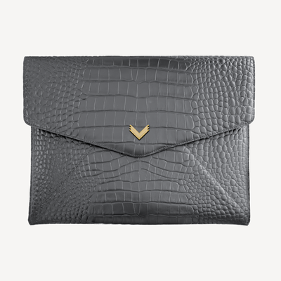 Macbook Laptop Cover, Calf Leather, Crocodile Texture