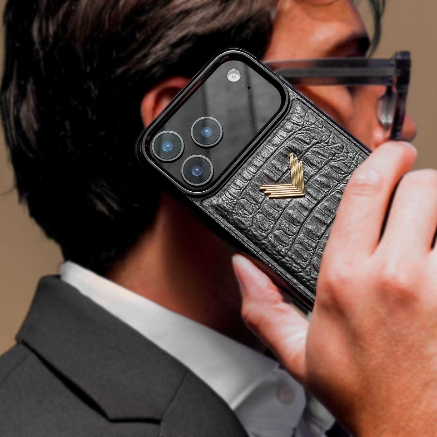iPhone 17 Phone Case, Calf Leather, Alligator Texture