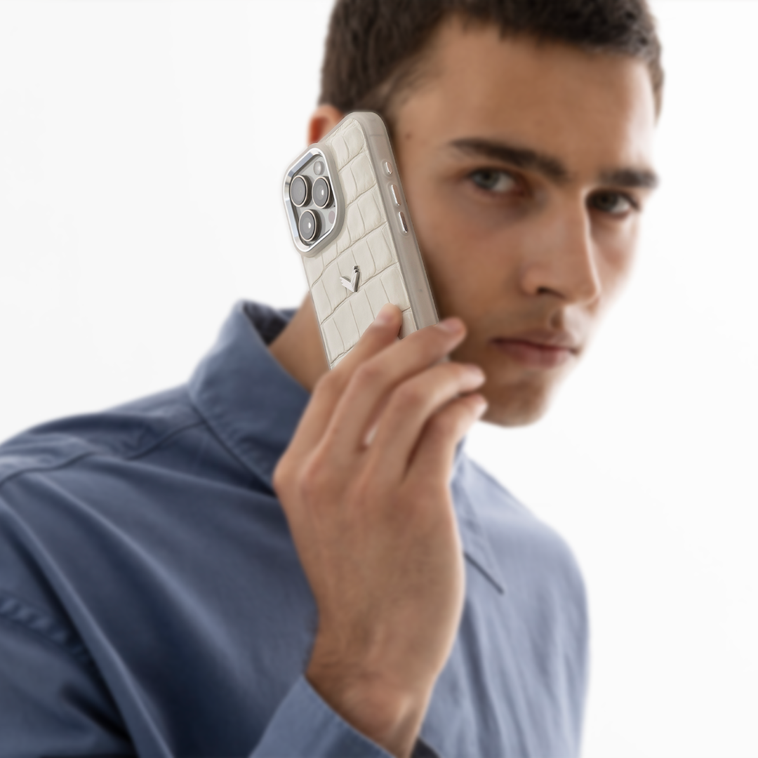 iPhone 17 Pro Max Phone Case, Calf Leather, Crocodile Texture