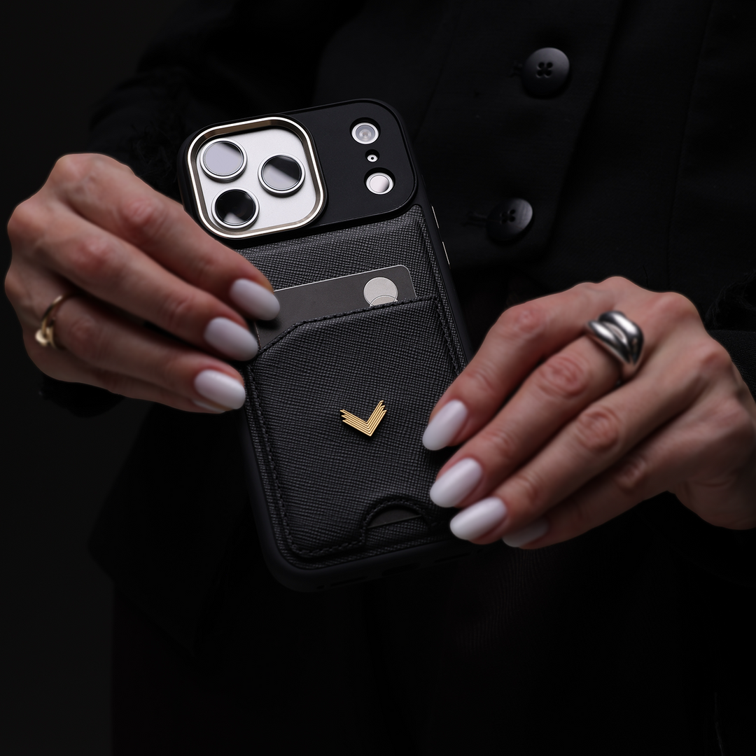 iPhone 17 Pro Phone Case, Saffiano Leather, Card Holder