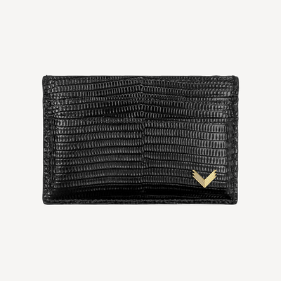 Card Holder, Calf Leather, Lizard Texture