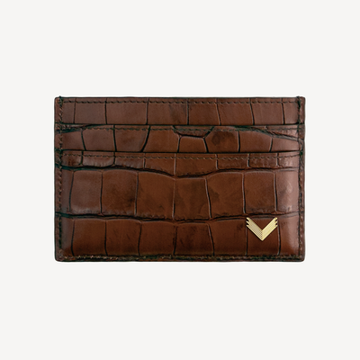 Card Holder, Calf Leather, Crocodile Texture