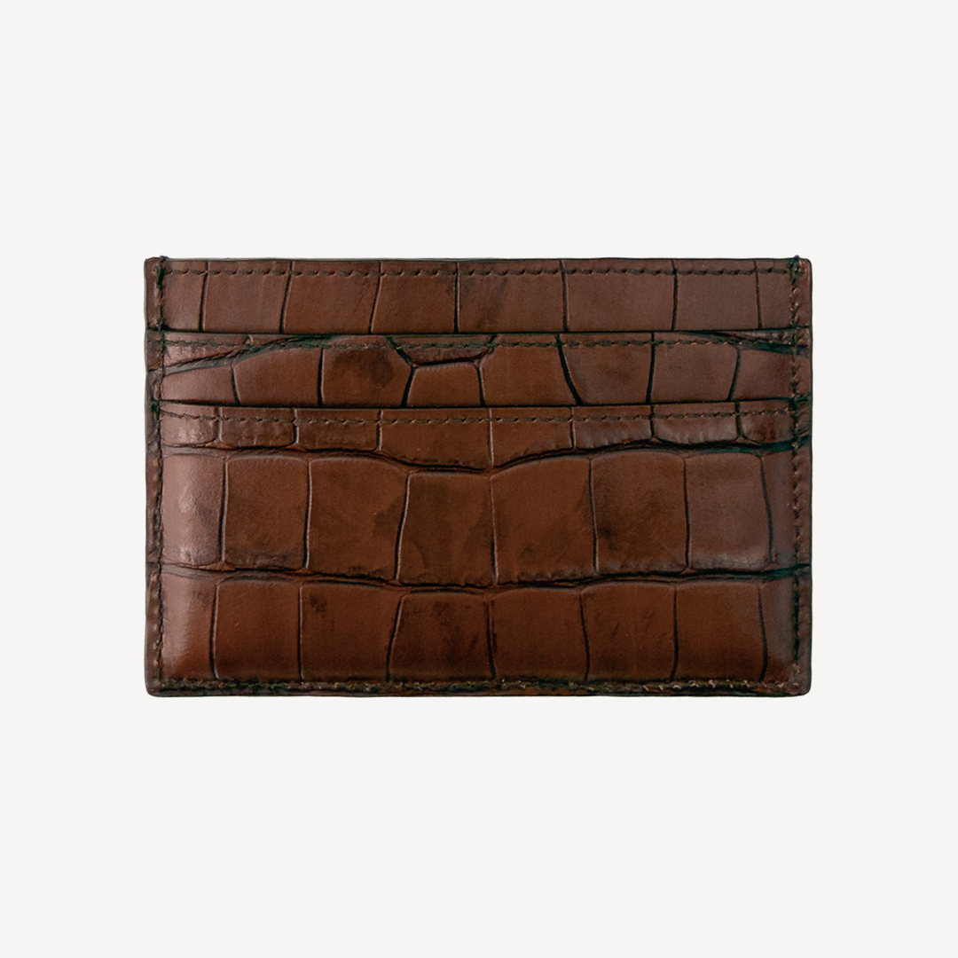 Card Holder, Calf Leather, Crocodile Texture