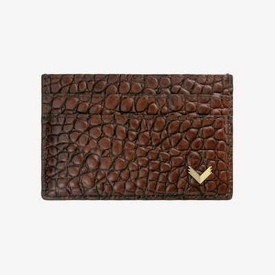 Card Holder, Calf Leather, Crocodile Texture