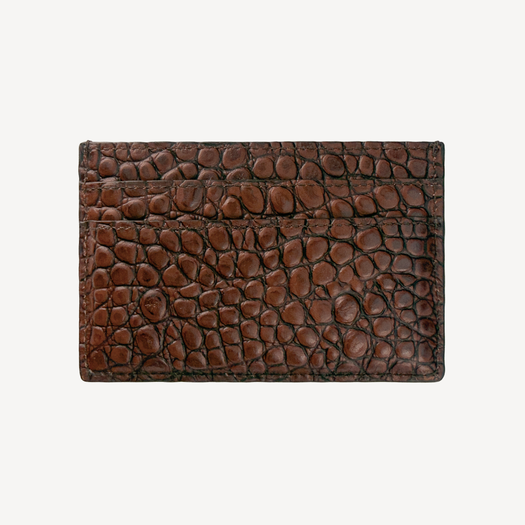 Card Holder, Calf Leather, Crocodile Texture
