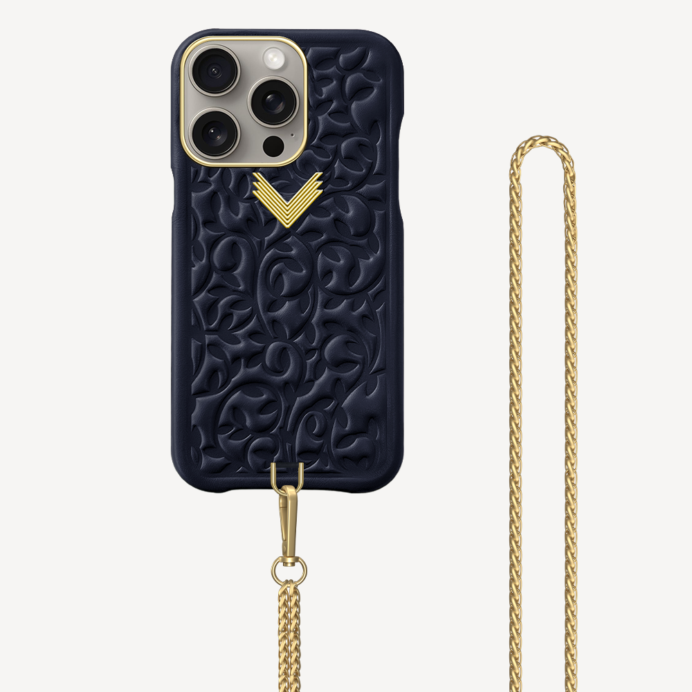 iPhone 15 Pro Phone Case, Calf Leather, Cultured Pearls, Purity Edition