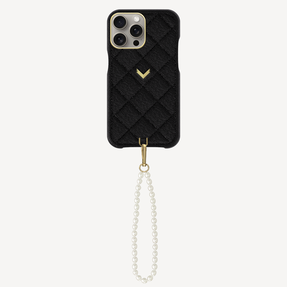 iPhone 15 Pro Max Phone Case, Calf Leather, Caviar Texture