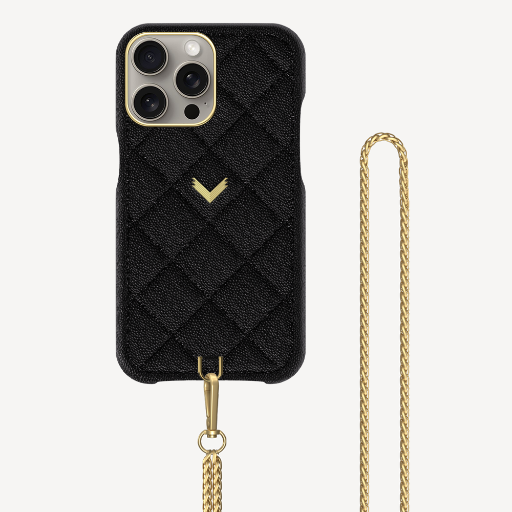 iPhone 15 Pro Max Phone Case, Calf Leather, Caviar Texture