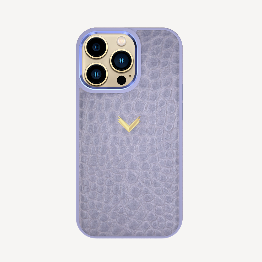 iPhone 13 Pro Max Phone Case, Calf Leather, Crocodile Texture