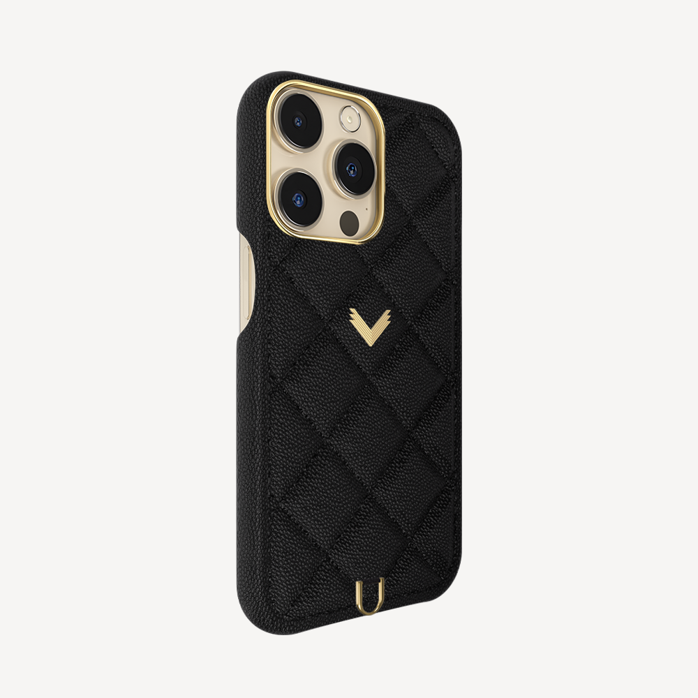 iPhone 14 Pro Max Phone Case, Calf Leather, Caviar Texture